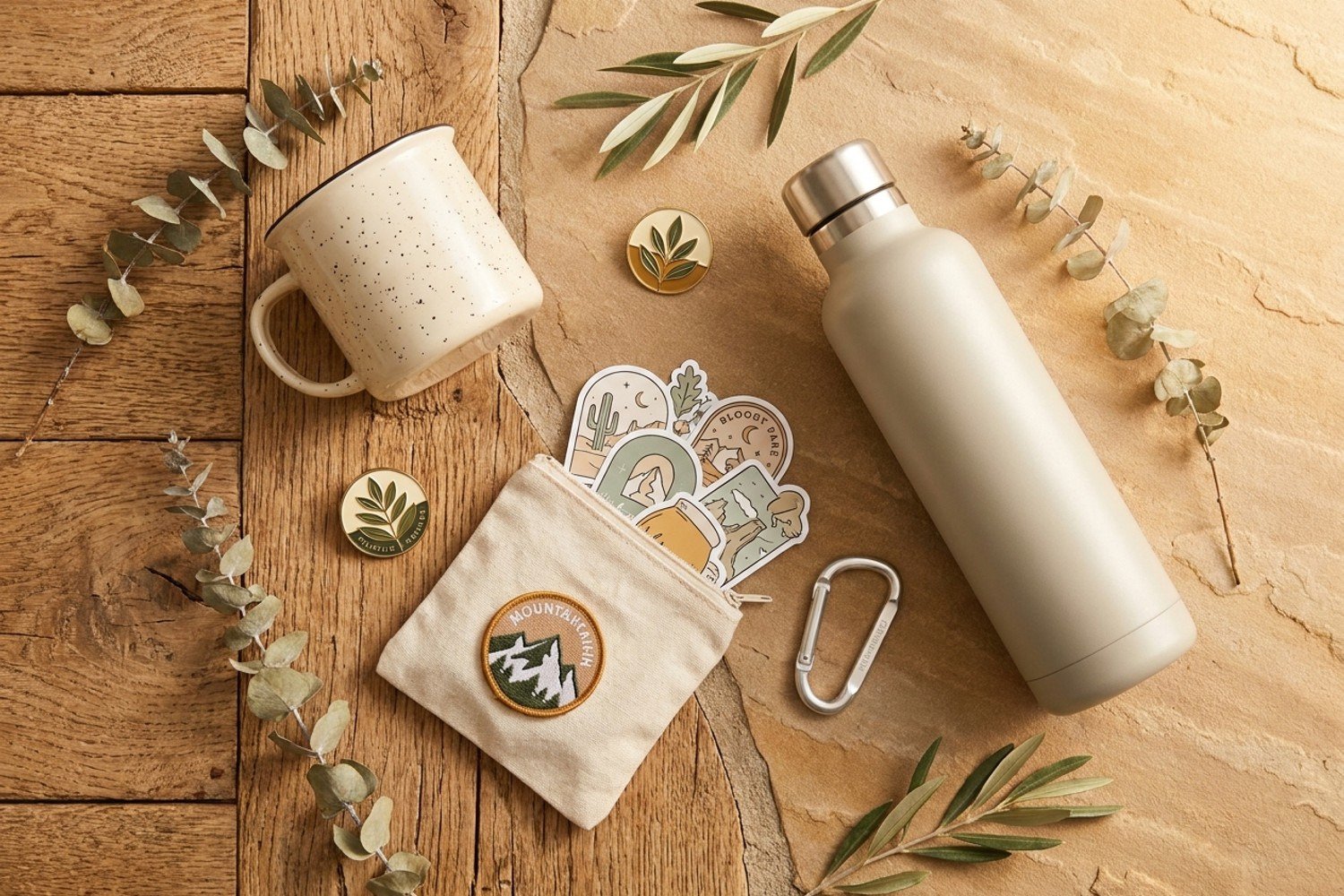 A flat-lay of outdoor goods
