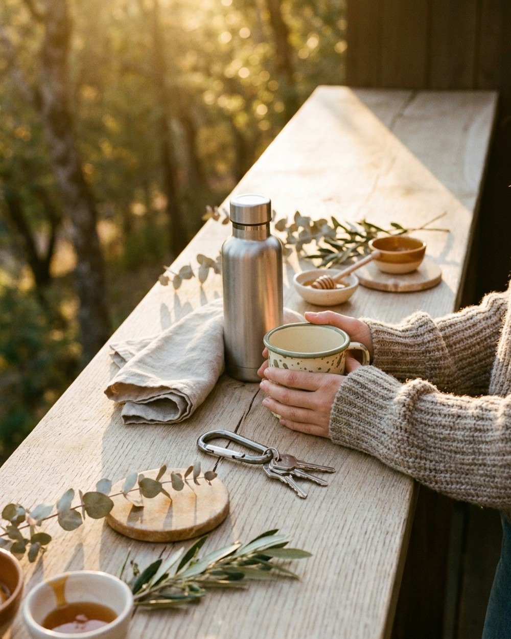 Insulated bottle and enamel mug